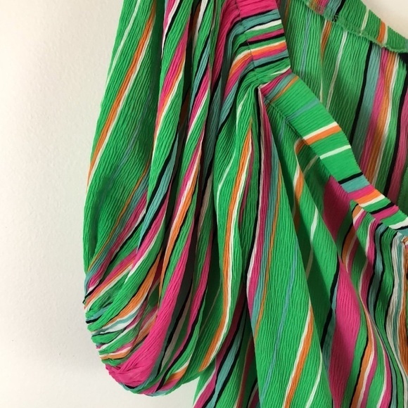 TOV Los Angeles Striped Guaze Off Shoulder Top Size 42/Large - Picture 3 of 7